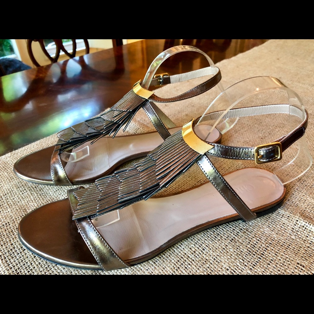 Chloé Metallic Fringe Sandals